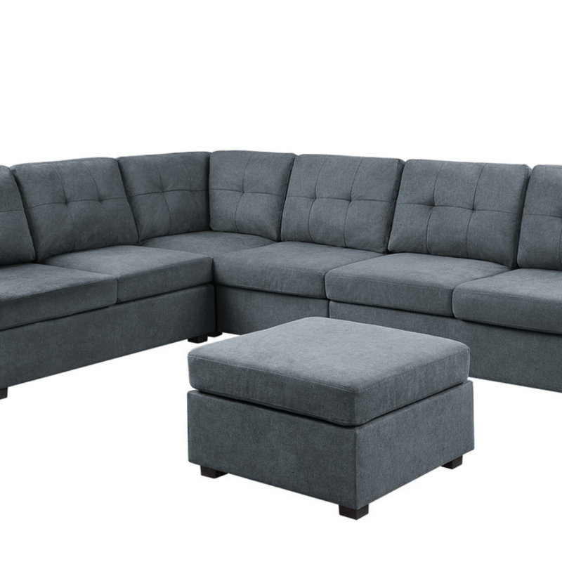 Canapé modulaire en tissu tissé 7 places avec repose-pieds