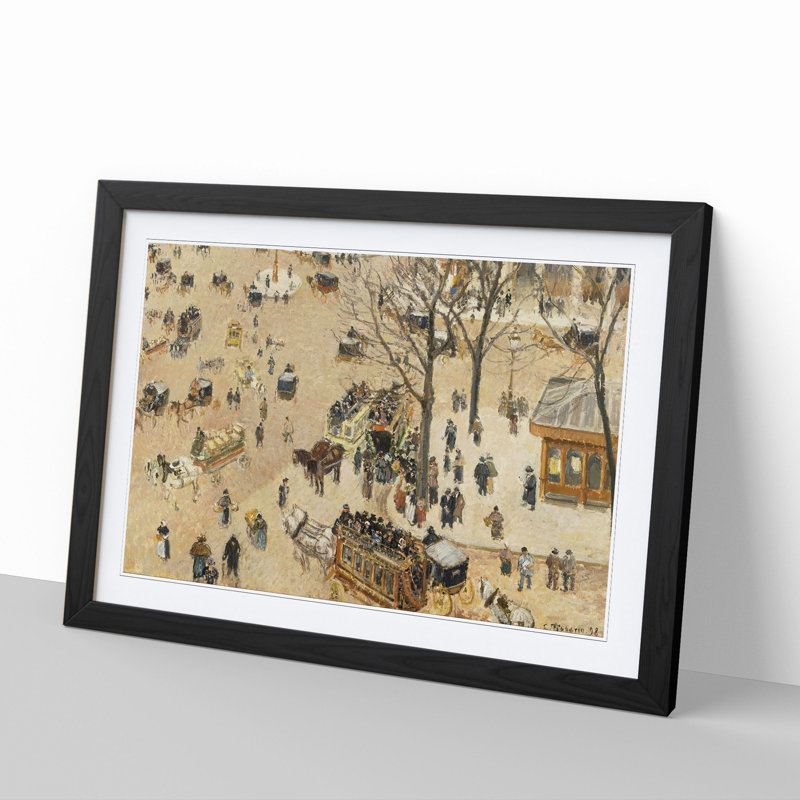 Theatre Place by Camille Pissarro - Picture Frame Painting, Black, 36cm H x 48cm W x 2cm D