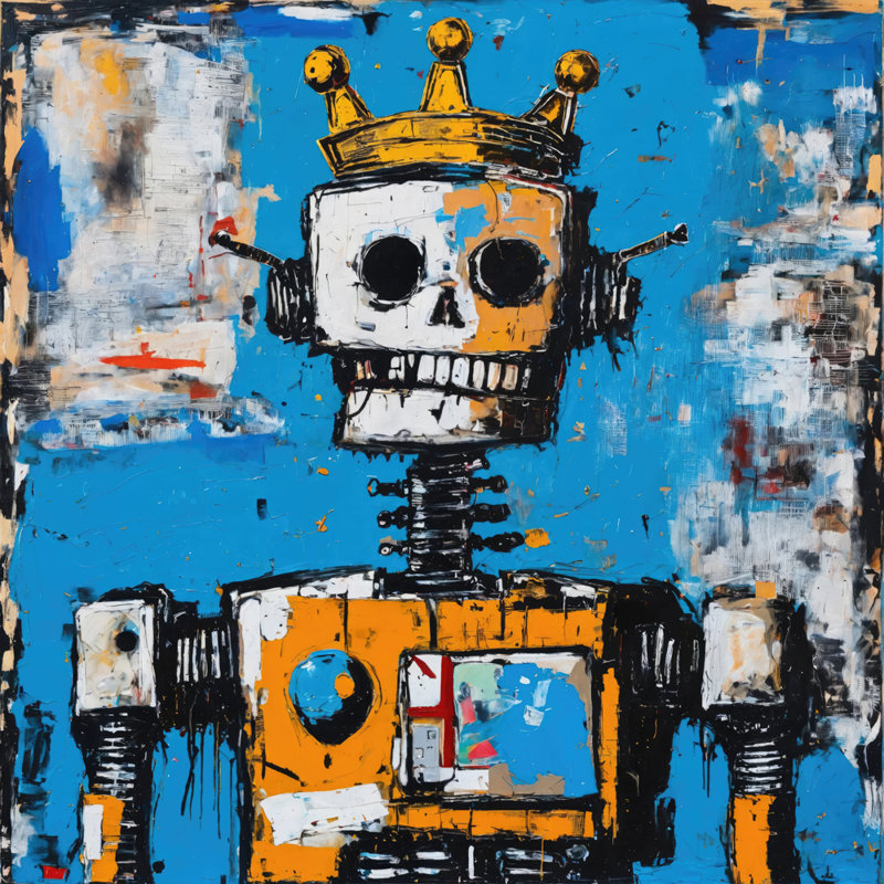 Robot 9-Hommage-Basquiat, estampe numérique sur toile tendue avec châssis, H 15 po x l 15 po