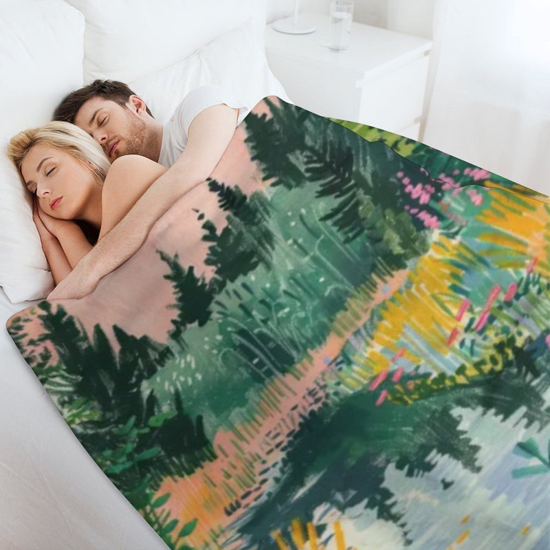 Jeté en flanelle Forest Stream Trees Luxury, couverture douce et chaude pour le salon, 40x50in
