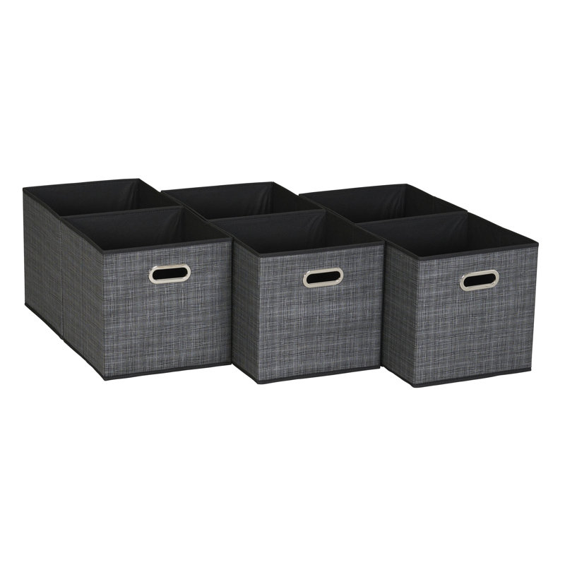 Wayfair Basics® Open Fabric Storage Bin Set, Black Mix