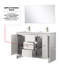 Meuble-lavabo double 48 po L, blanc avec plateau en marbre, robinet en nickel brossé et miroir 43 po