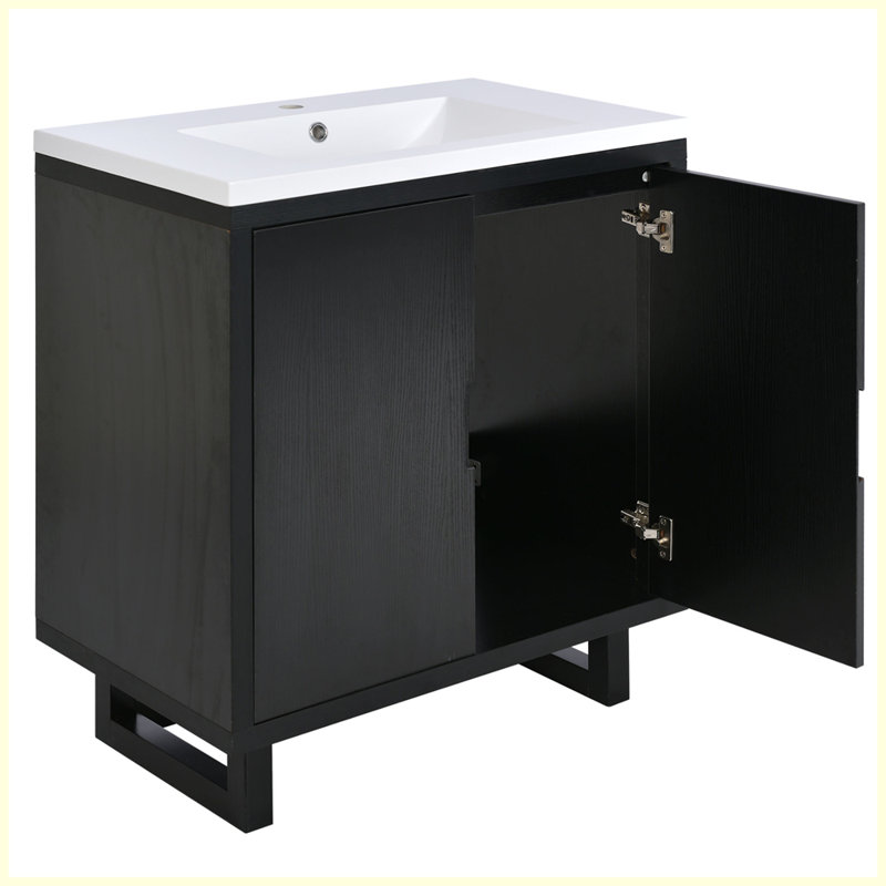 Ensemble de meuble-lavabo moderne avec lavabo, Noir, noir, noir, noir