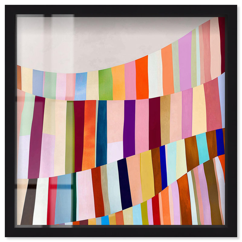 Rainbow Ribbon I Abstract Decor Shadowbox Print par Art Remedy, H 13 po x l 13 po, Noir