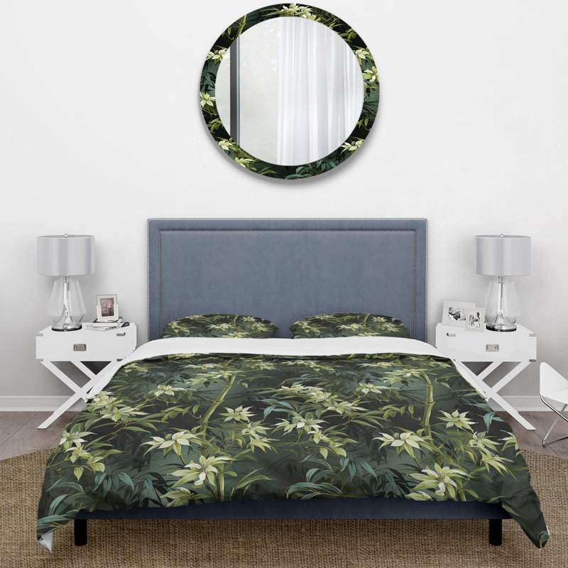 Bamboo Bliss - Ensemble de housse de couette oriental - Polyester microfibre