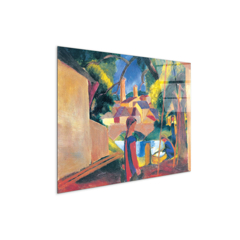 Children At The Fountain 58×78 Cm CrystalArt Acrylic Material Glass Effect, Frameless Panel, Lightweight Ready To Hang - No Frame Print on Plastic / Acrylic