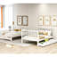 Lit superposé double avec tablettes et 6 tiroirs de rangement, blanc - Espace maximisé pour les courtepointes, draps, livres, rangement pour escalier, divisible en deux lits, pieds en pin massif