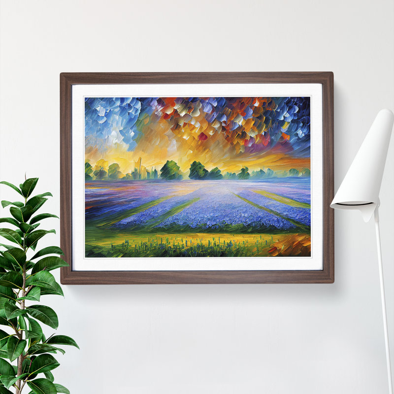 Bluebell Field Shimmer Vol.3 - Single Picture Frame Painting, Walnut Framed, 34cm H x 46cm W x 2cm D