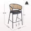 Tabouret de bar intérieur en métal rembourré, siège en similicuir avec dossier en rotin Wowen, ensemble de 2