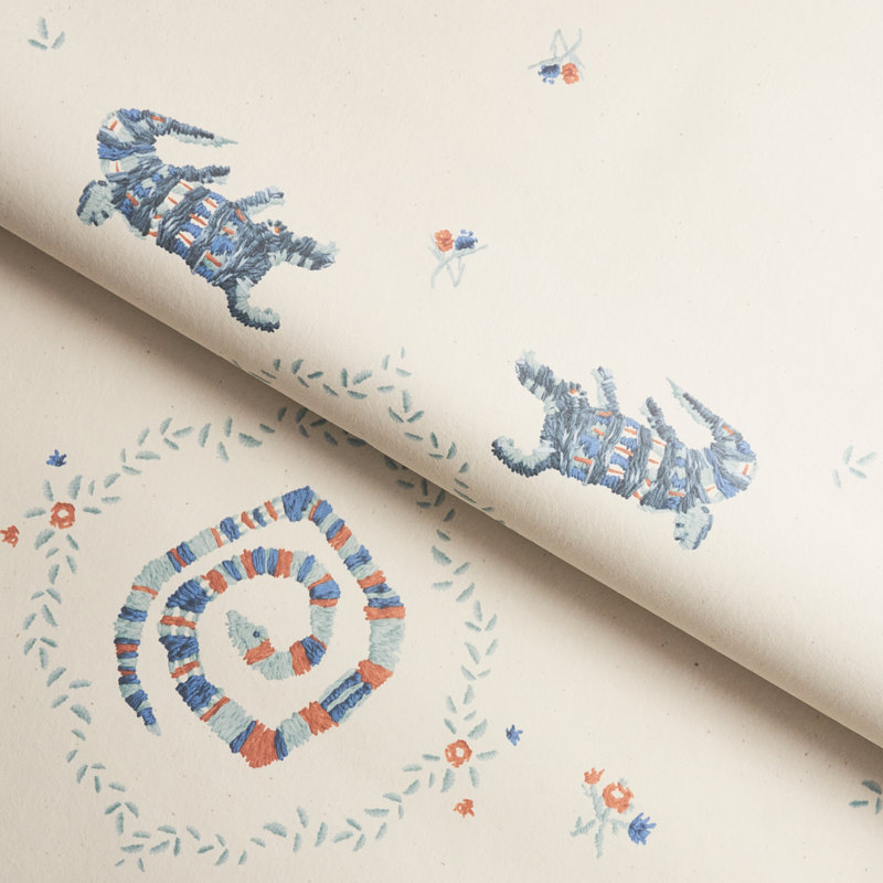 Schumacher x Backdrop Reptilia Wallpaper, Warm Blue