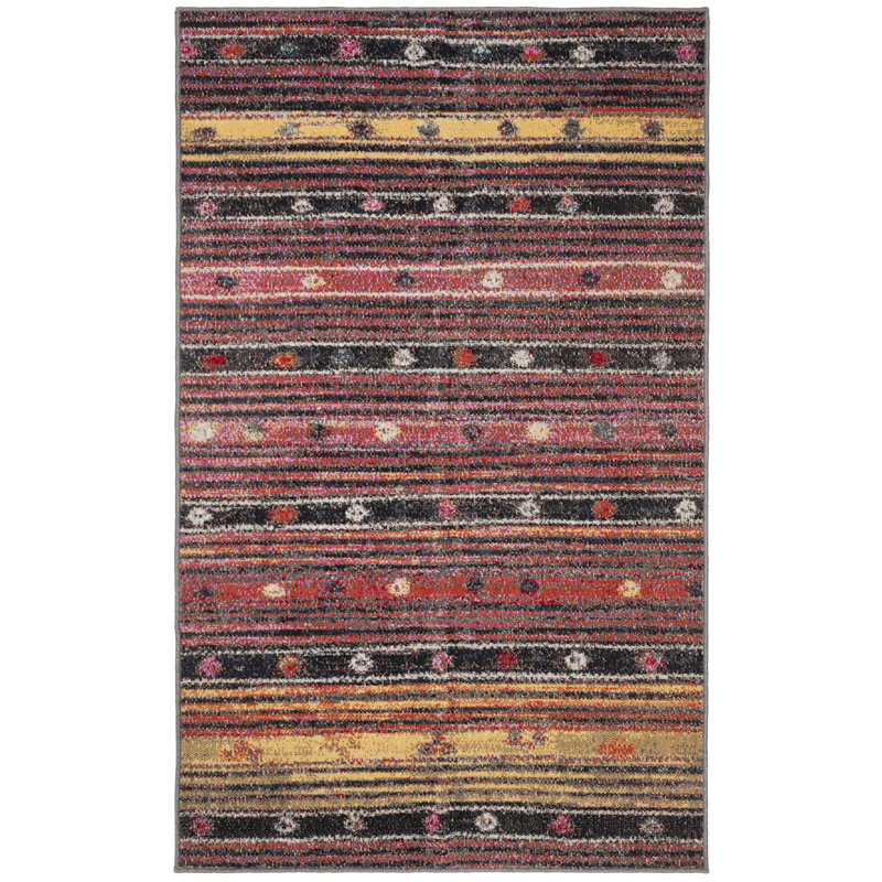 Gideon Hooked Rust/Taupe Indoor/Outdoor Rug, Rectangle 91 x 152 cm