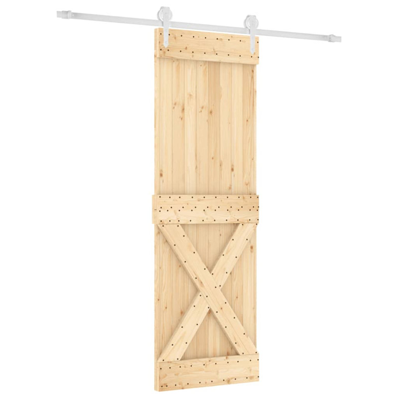 Porte coulissante avec quincaillerie Vidaxl, 27,6 po x 82,7 po, Blanc/naturel