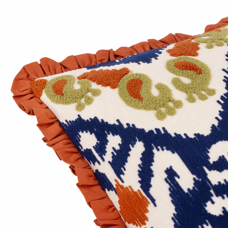 Henderson Ikat Square Cushion, Blue/Orange Ikat 