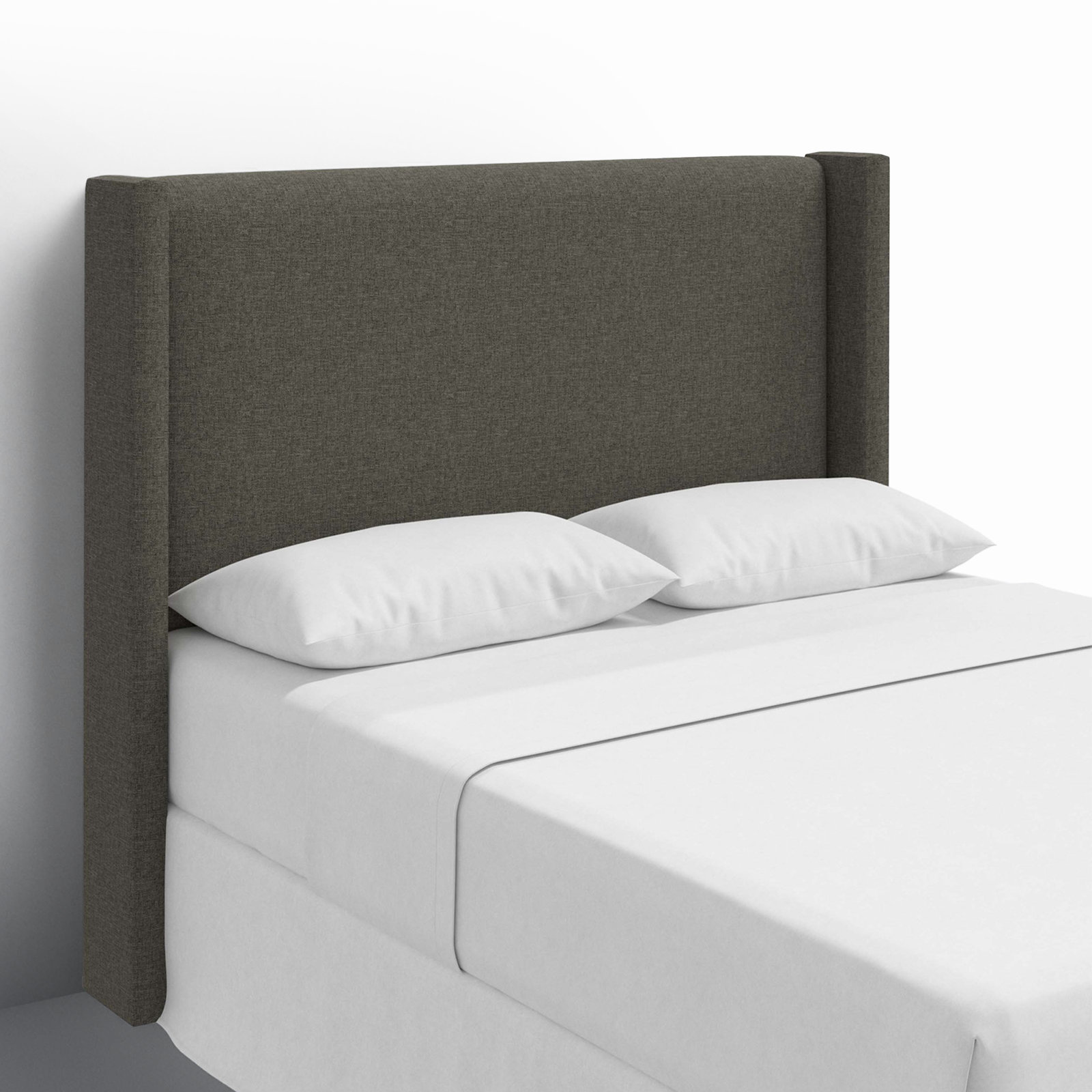 Hanson Pine Headboard, California King, Zuma Charcoal Textured Linen