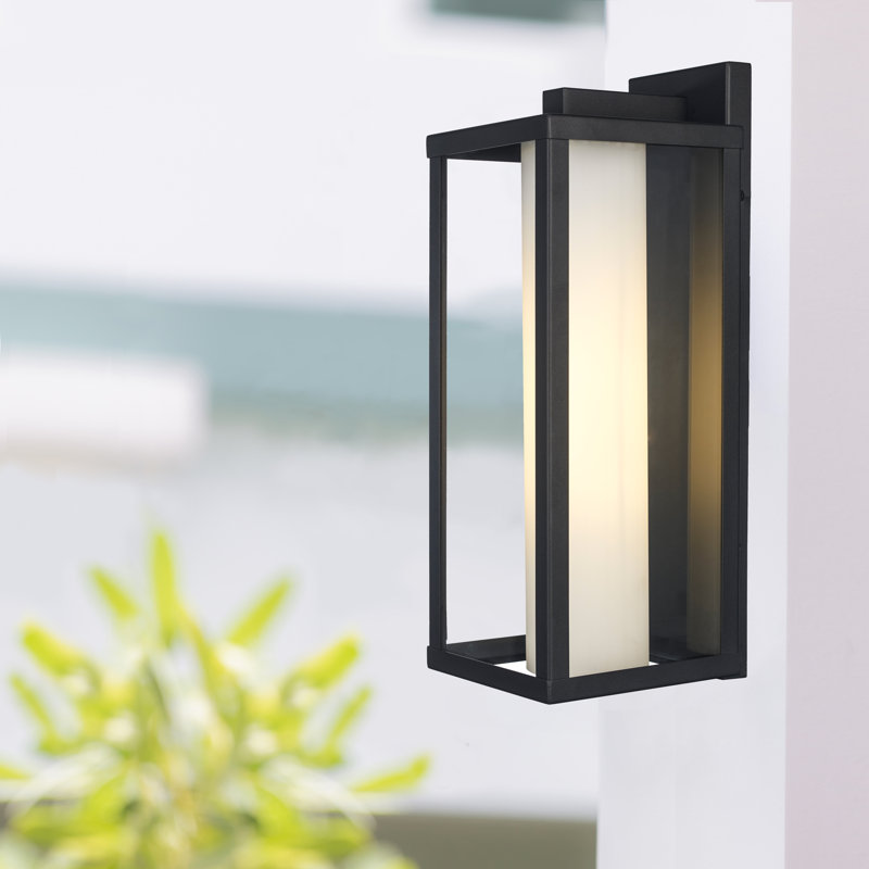 Mercer Black Outdoor Wall Lantern, 16" H x 6.7" W x 5.9" D