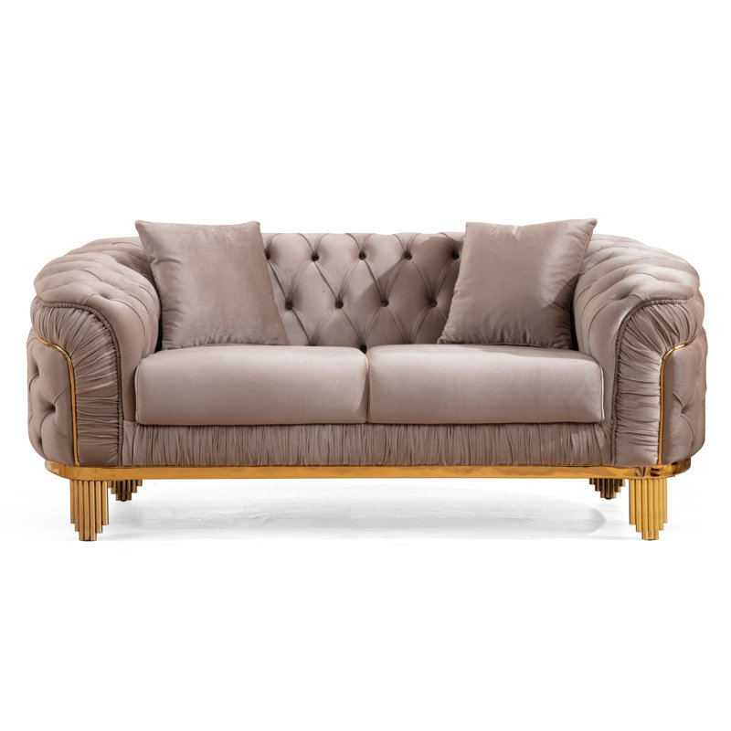 Valorie 72'' Velvet Loveseat, Taupe Velvet