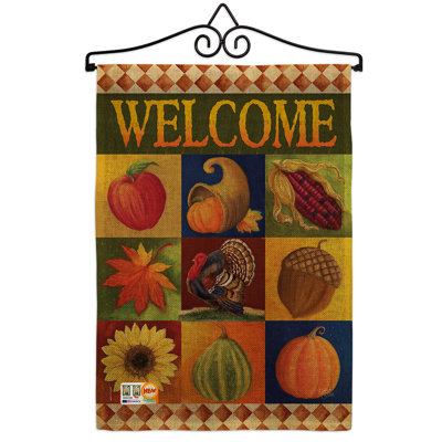 En toile jute de chute de chute d’automne et en toile jute à 2 côtés 19 x 13 po drapeau de jardin