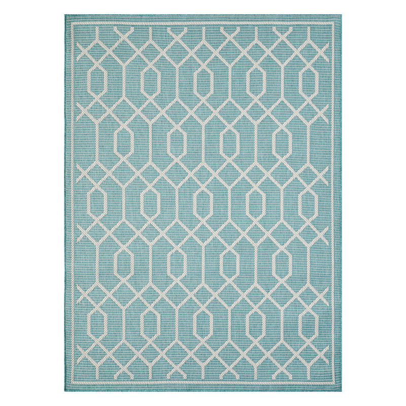 Tapis bleu sarcelle Annie-Jane Chendler, Rectangle 5 pi 3 po x 7 pi 3 po