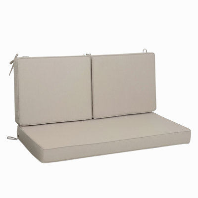 Ensemble de coussins de causeuse d'extérieur imperméables et résistants à la décoloration pour meubles de patio de 3 ans avec housse amovible, attaches et fermeture à glissière cachée pour coussin de banc de canapé (1 siège + 2 coussins de dossier)
