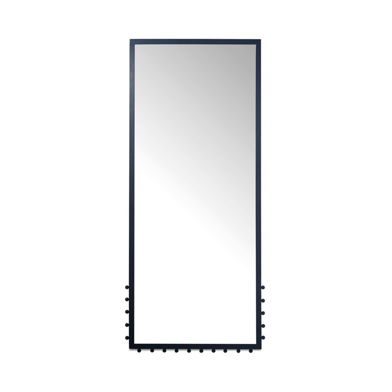 Full Length Mirror, Iron Frame, Neoclassical Finial, Black
