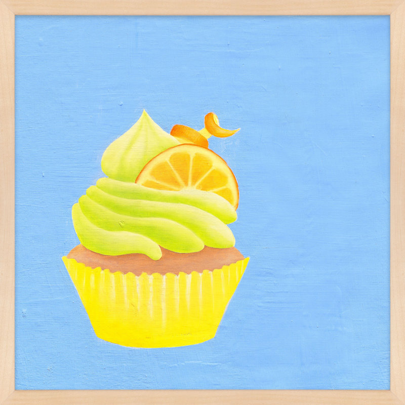 «Orange Sunrise Cupcake» par Katy Montica - Art mural encadré, L 20 po x H 20 po x P 1,25 po, Papier encadré brun