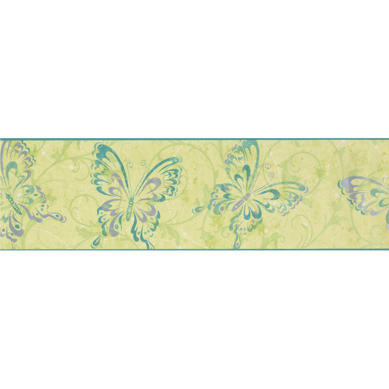 Bordure de papier peint papillon L 7 pi x l 180 po Candice Olsen Kids, Vert
