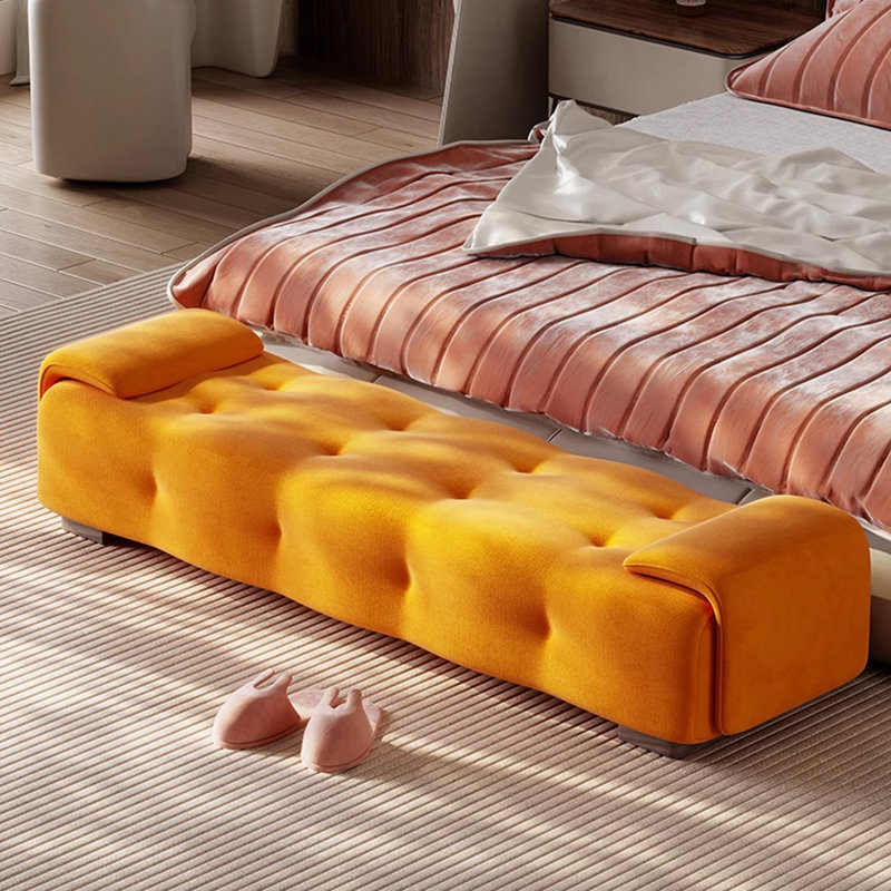 Banc rembourré, Orange, H 16,93 po x l 70,87 po x P 19,69 po