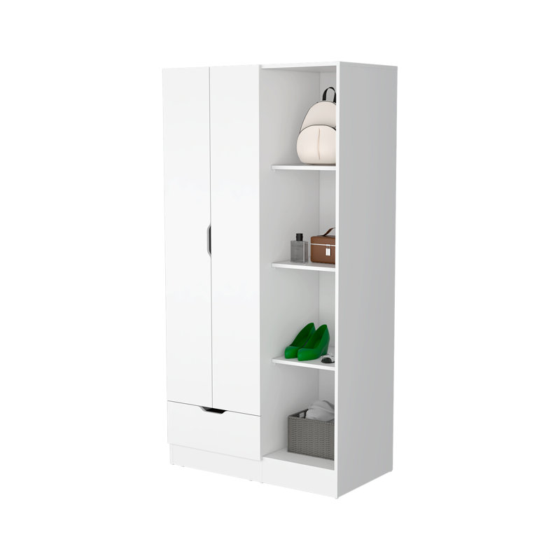 Armoire 2 portes avec compartiment ouvert, Blanc