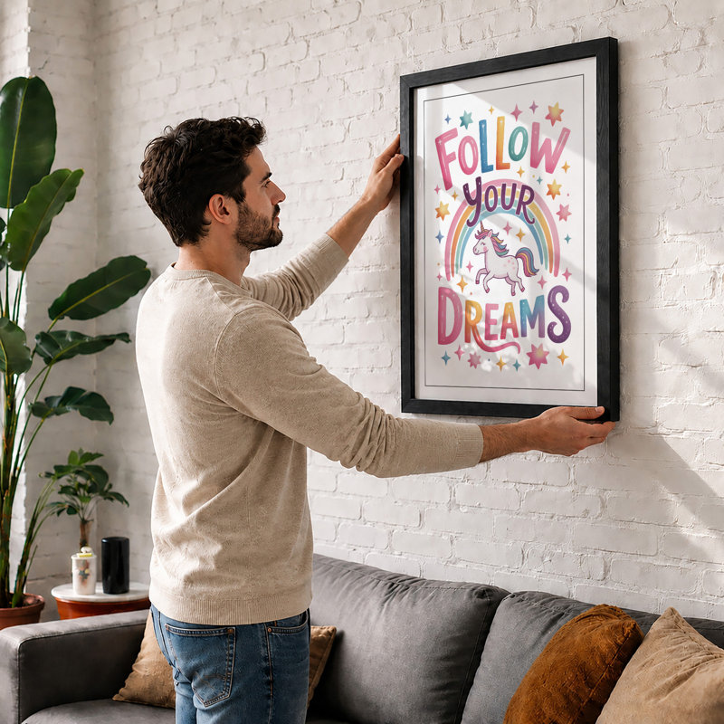 Follow Your Dreams Typography - Print, Oak, A4 - 29.7 x 21.0 cm