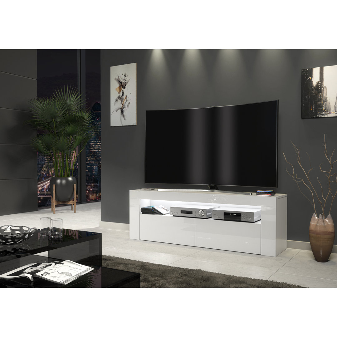 Clifton03 White TV Stand for TVs up to 55in with White LED Lights