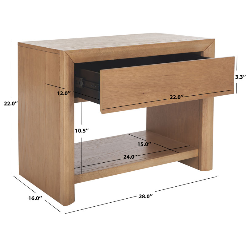 Darnell Wood 1 Drawer Nightstand, Natural