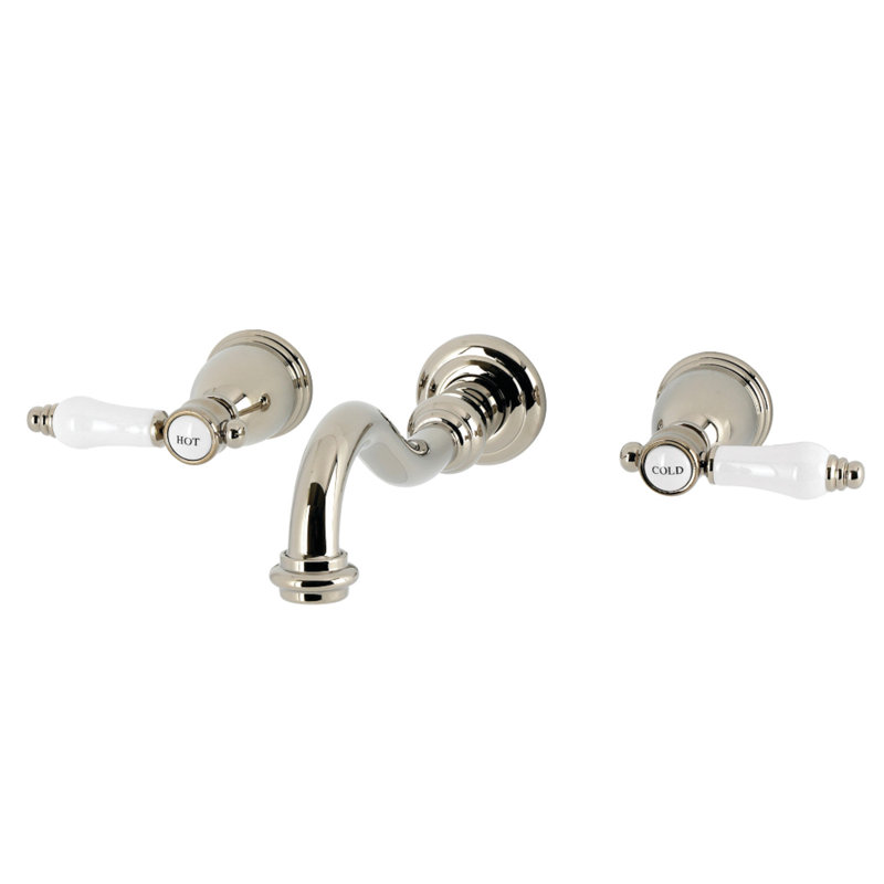 Kingston Brass Bel-Air Two-Handle 3-Hole Wall Mount Tub Faucet, Polished Nickel