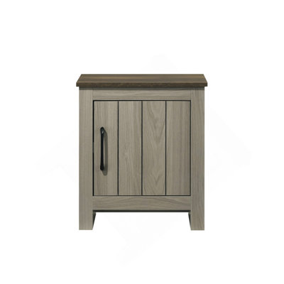 16"W End Table,Side Table,Nightstand with Cabinet Door,Gray Oak