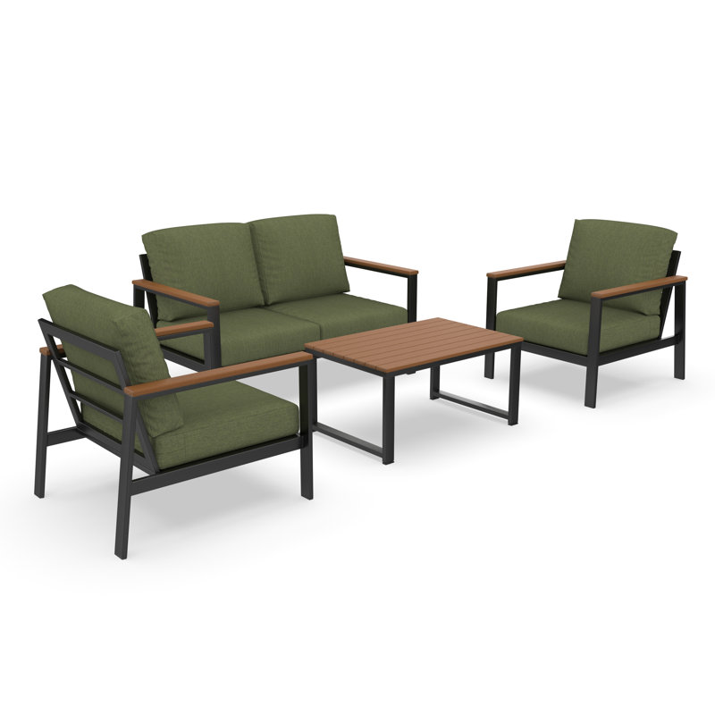 Ensemble de conversation avec causeuse 4 pièces Sommerfield avec coussins Sunbrella®, Green, Brown