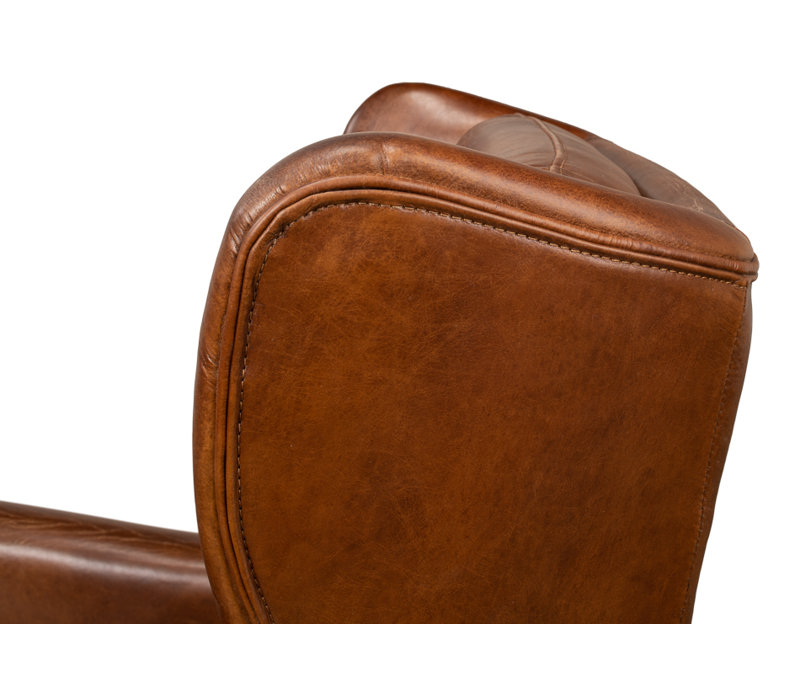 Elite Wingback Chair, Dark Brown Genuine Leather