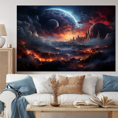 Orange, noir, astronomique, espace, rêves II - Galaxies, art mural, salon