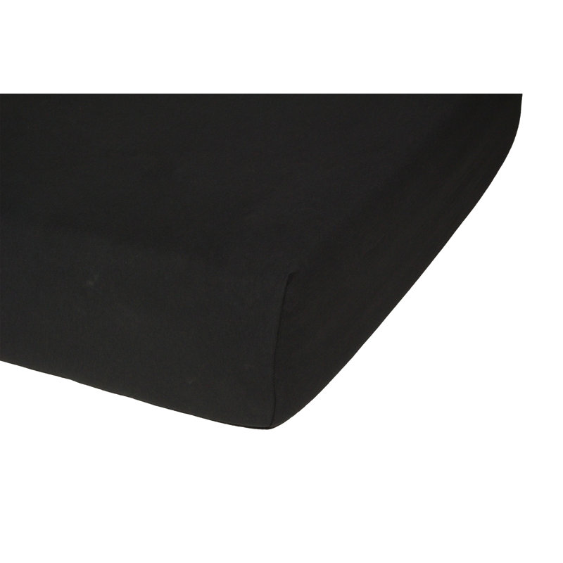 Cotton Blend Jersey Knit Fitted Sheet, Dark Grey, 140 x 220 cm