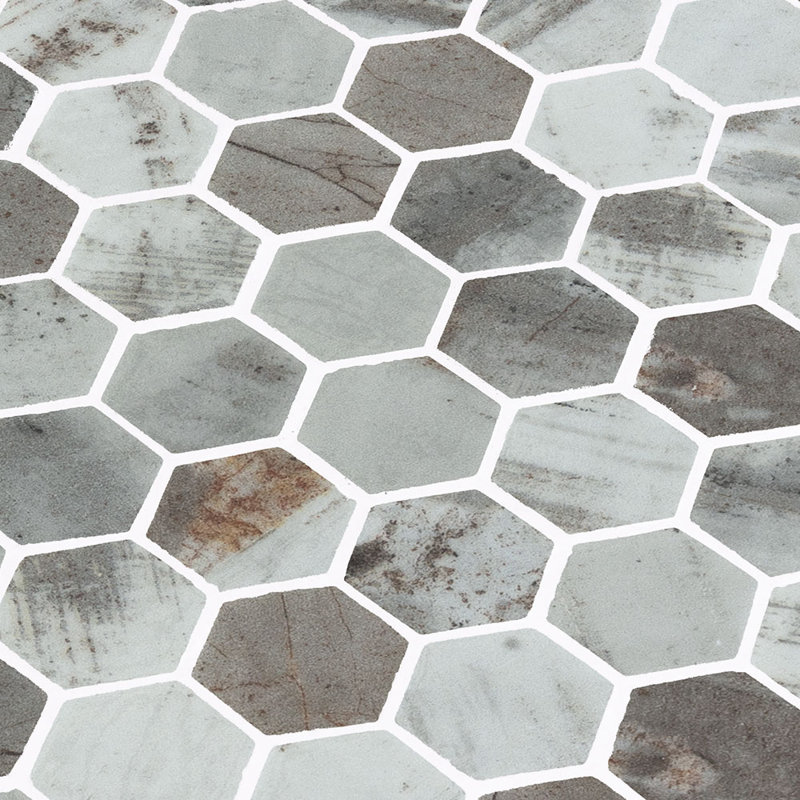 Spectrum Vibrant Hexagon Recycled Glass Mosaic Tile, Denver
