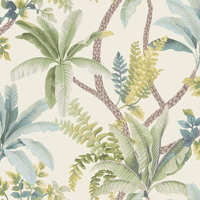 Lancashire Textiles Wallpaper  Eastern Horizons Trailing Palm Wall Roll, Cream