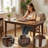 55.1-Inch Solid Walnut-Colored Desk, Rubberwood Desk In Mid-Century Modern Style, Ideal For Small Spaces-1678178450