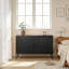 Armoire de rangement large et large en noir - Meuble télé bas ou bahut avec trous d'aération et pieds robustes pour la maison et le bureau-749789099