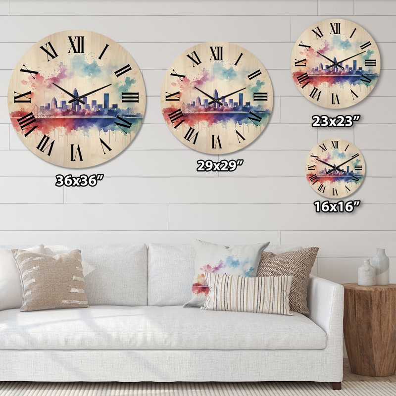 Horloge murale en bois massif Parilee, Très grand