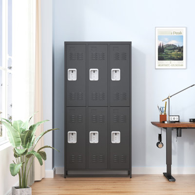 Casier en métal 6 portes avec serrure, armoire de rangement, armoire d'appoint