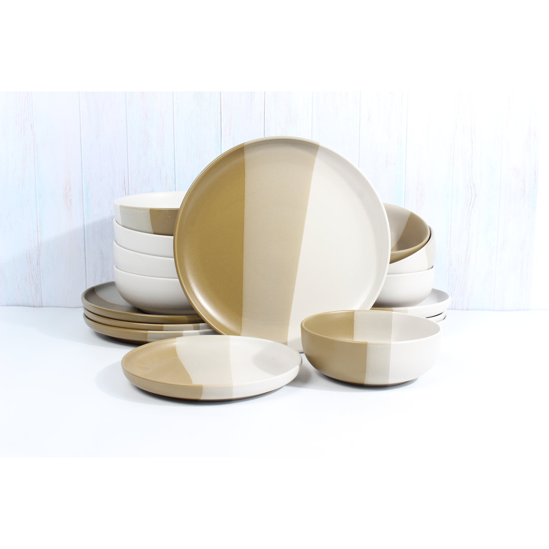 Piermont Natural 16 Piece Dinnerware Set, Service For 4 Godinger Silver Art Co 