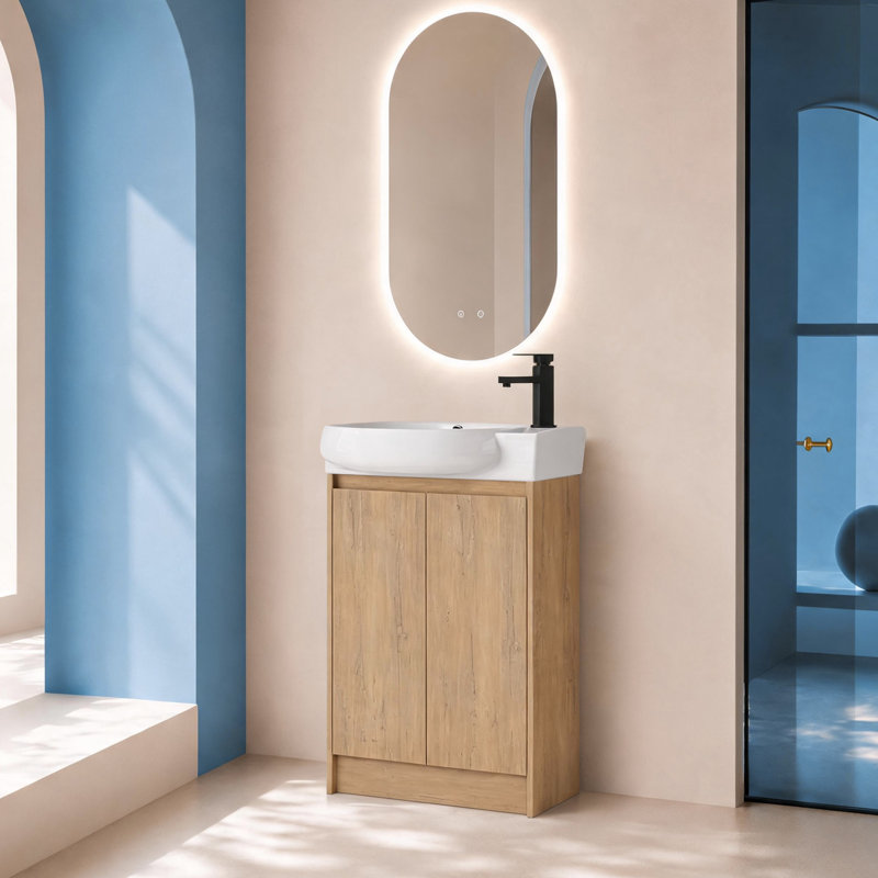 Meuble-lavabo autoportant 23 po Bend (assemblé), Brun
