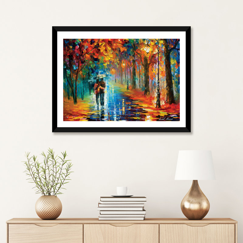 «Autumn Hug» par Leonid Afremov, reproduction d'art sur toile tendue, H 40 po x l 60 po, Noir, Toile encadrée