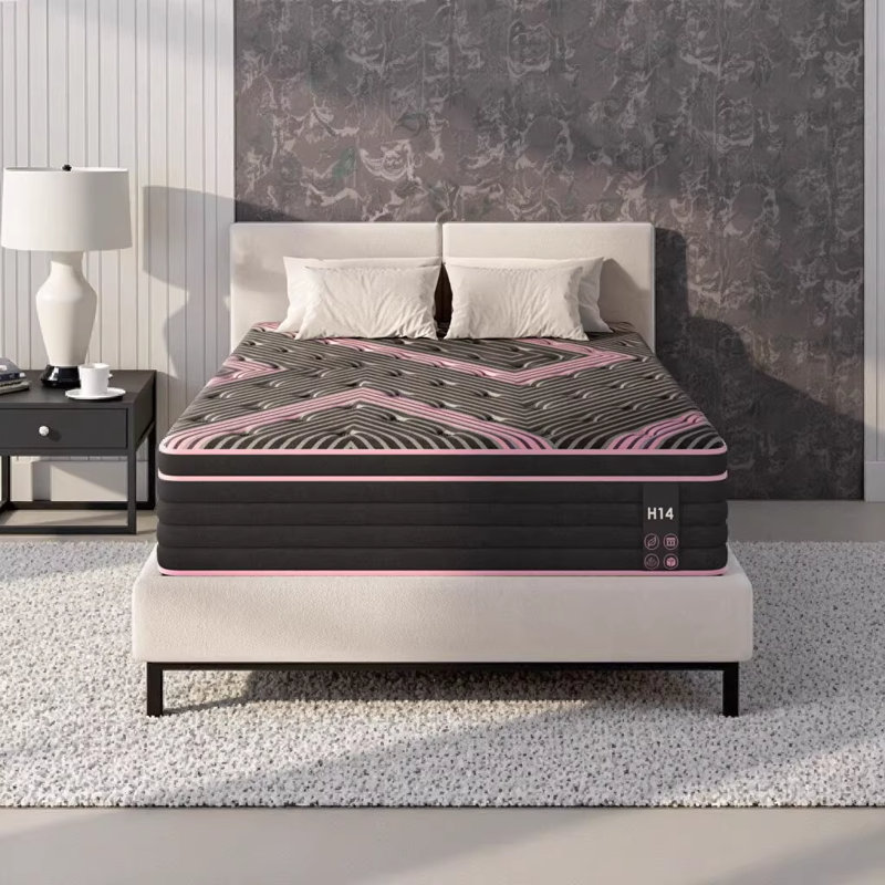 Queen Size Mattress, 10 Inch Hybrid Mattress with Individually Pocketed Innerspring for Medium Firm Support, Black, Queen