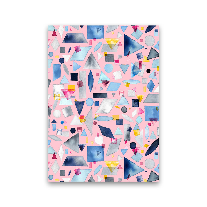 Geometric Pieces Pink - Print, No Framed, 42cm H x 30cm W x 1cm D