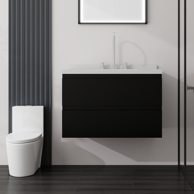 Meuble-lavabo flottant 30 po avec lavabo et tiroir à fermeture en douceur