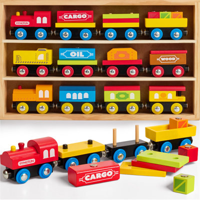 Toys for Toddlers, 12 Magnetic Wooden Animal Train Set for Toddlers, Montessori Sensory Toys, Educational Preschool Learning Toys, Birthday Gifts for Boys & Girls